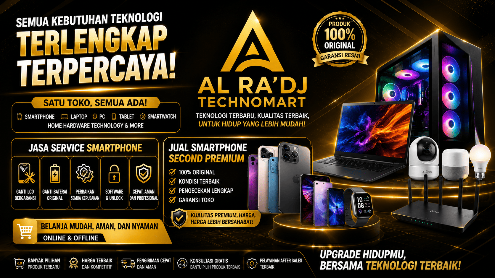 Al Ra'dj Technomart pusat smartphone laptop PC tablet smartwatch dan service smartphone